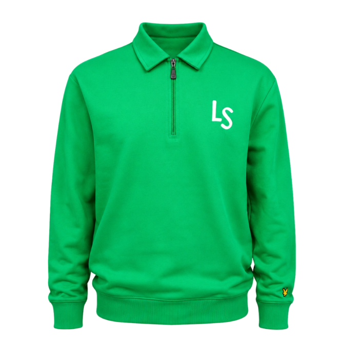 Lyle of Scott - LS Logo Quarter Zip Sweatshirt - Fairway Green